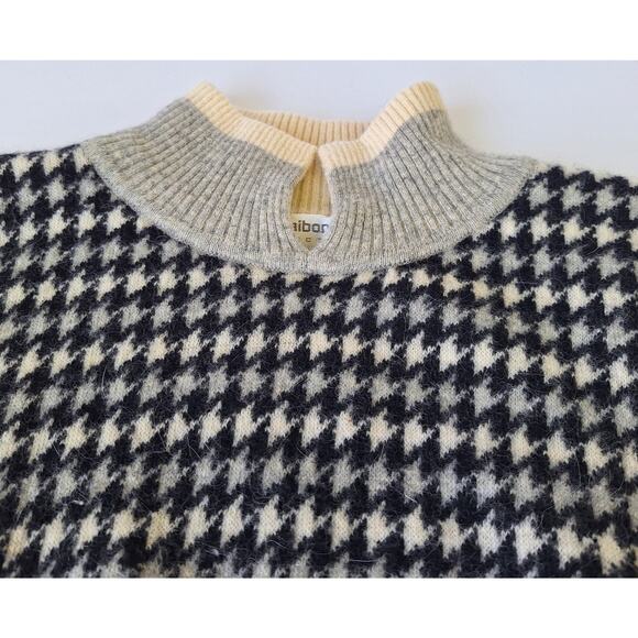 Liz Claiborne Collection Lambswool Angora Houndstooth Sweater M Preppy Twee - Picture 5 of 10